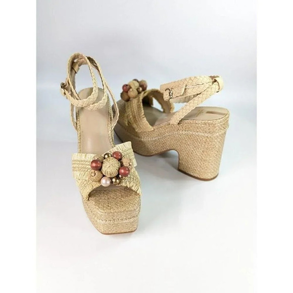 Sam Edelman Women's Tate Woven Raffia Ankle-Strap Platform Size 9.5 (MSRP $170) - Picture 2 of 10